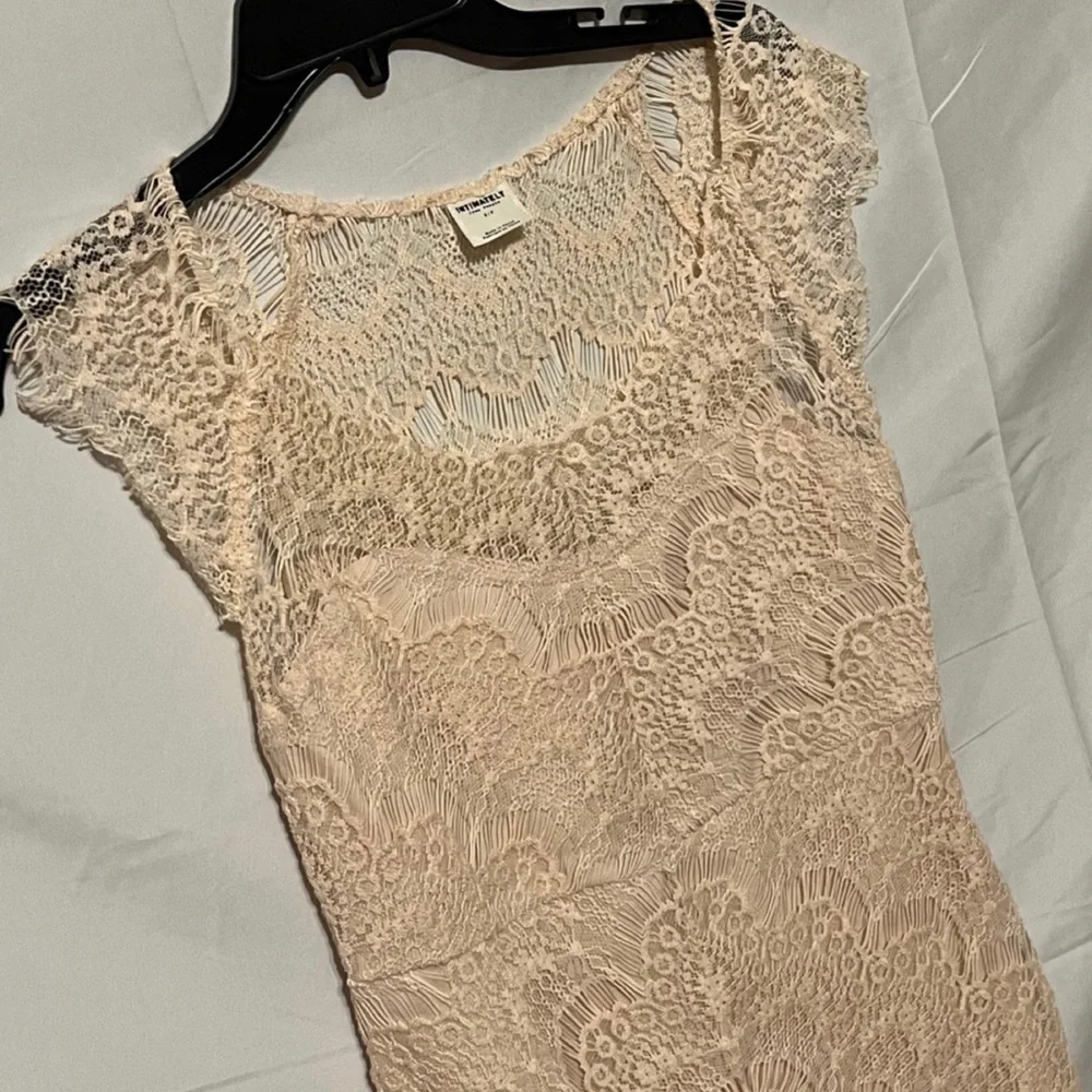 S Free People Cream Crochet Lace Midi Slip Lined Dress.  Intimately Free People - Picture 3 of 14